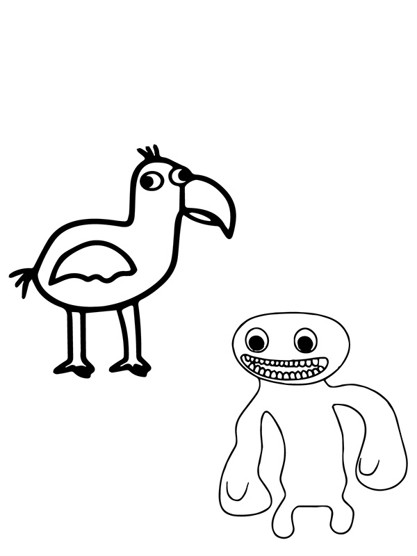 Garten of Banban Opila Bird and Jumbo Josh Coloring Page - Free